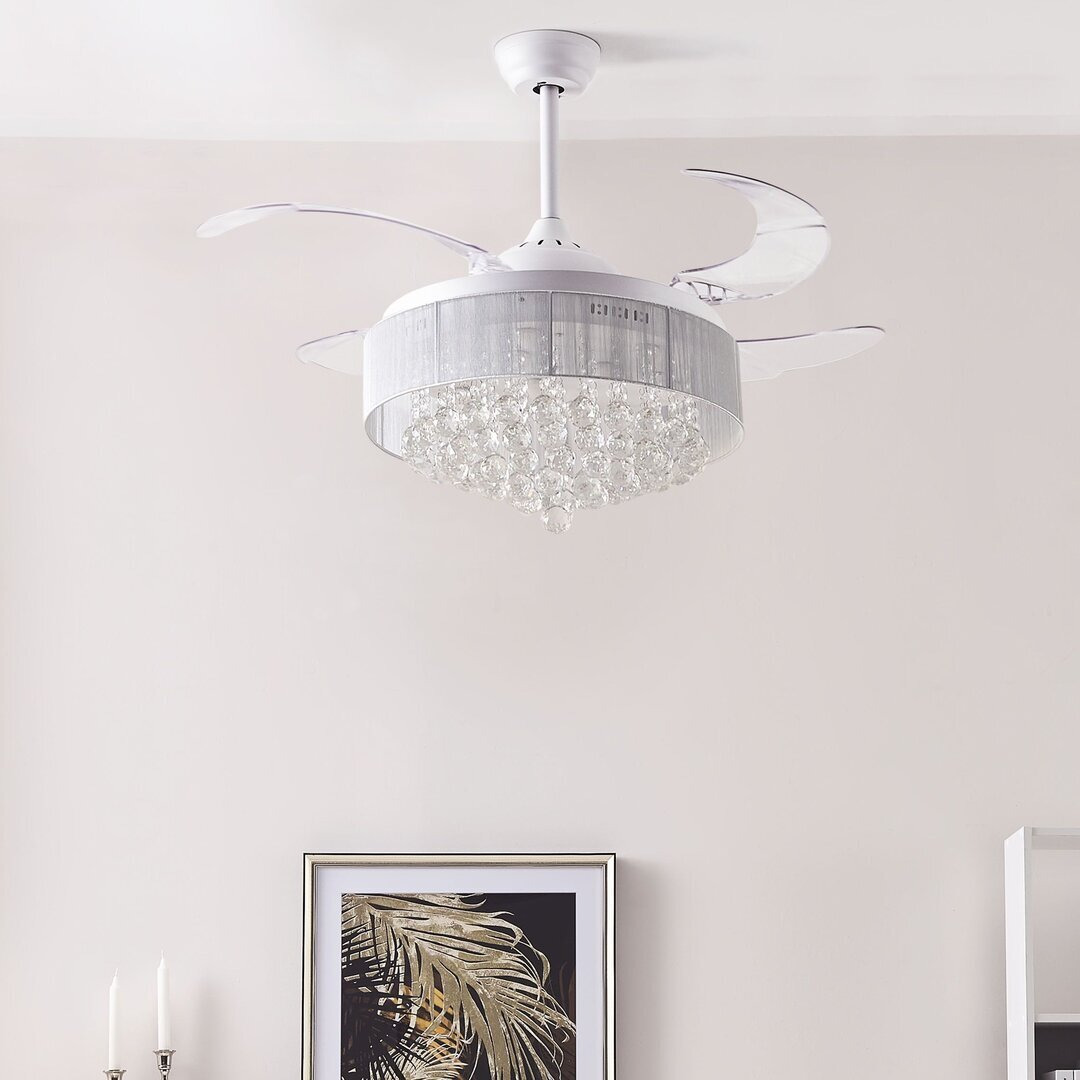 100Cm Jemma 4 - Blade LED Ceiling Fan with Remote Control and Light Kit Included