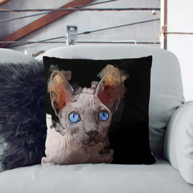 Blue Eyed Sphynx Cat Cushion with Filling