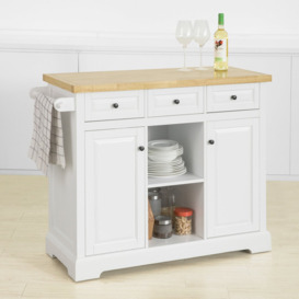 Pulver Kitchen Trolley with Solid Wood Top
