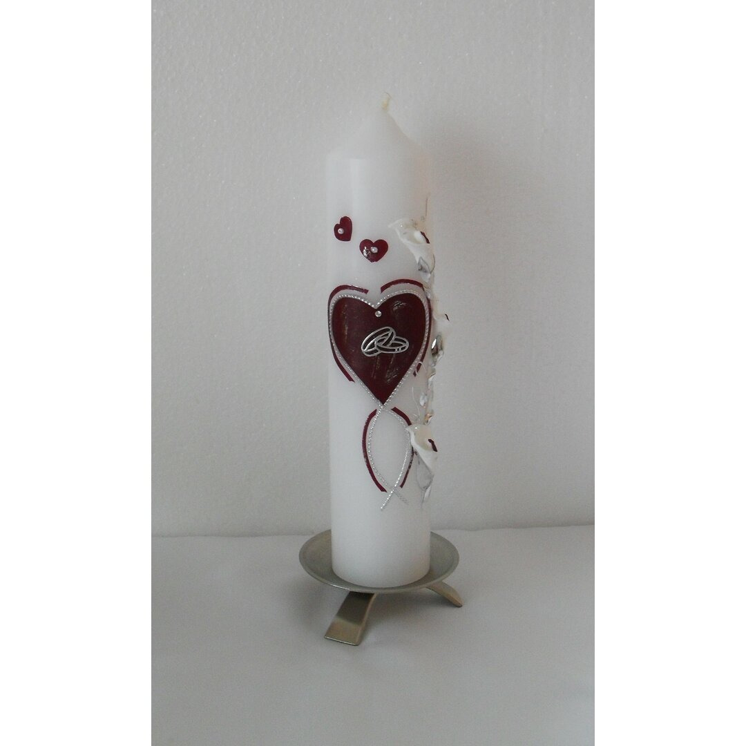 Wedding Candle, Anniversary Candle With Heart, Flowers And 3D Dove