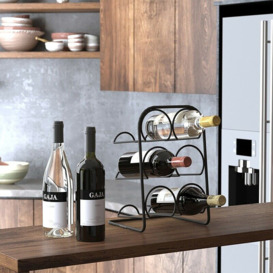 Matte Black Wine Rack 6 Bottles Holder Cabinet Kitchen Bar Storage Display