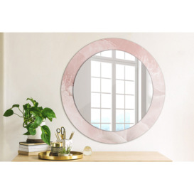 Huldar Round Glass Framed Wall Mounted Accent Mirror in Pink
