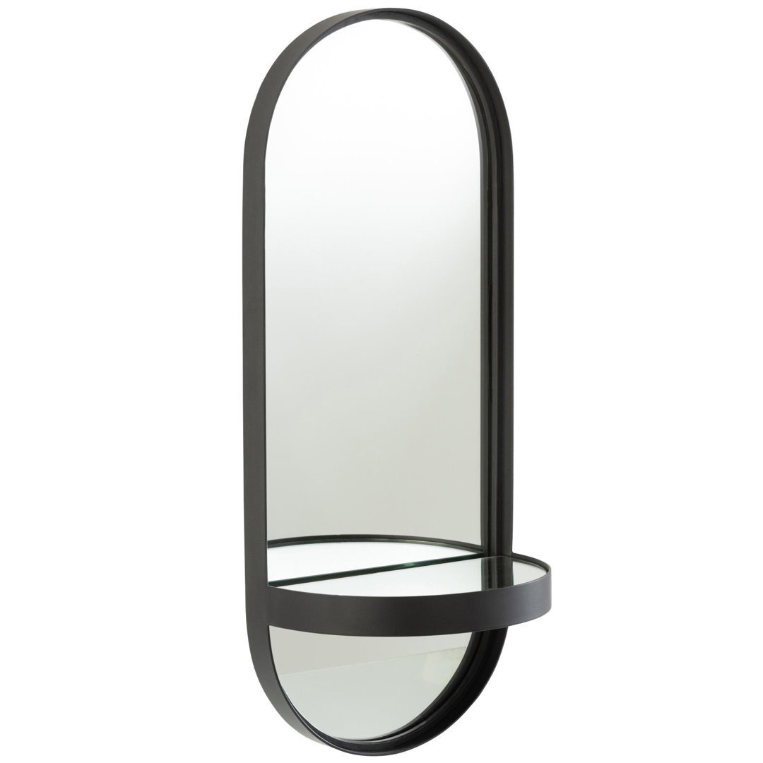 Mirror Oval+Plank Glass/Iron Black