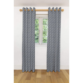 Ebern Designs Baja Curtains 2 Panels - Made To Measure - Black & White Geometric Design Made To Order Curtains & Drapes - Cotton Eyelet Blackout Lined