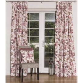 Rosalind Wheeler Blush Rose Curtains 2 Panels - Light Pink Floral Pattern Made To Order Curtains & Drapes - Cotton Pencil Pleat Fully Lined