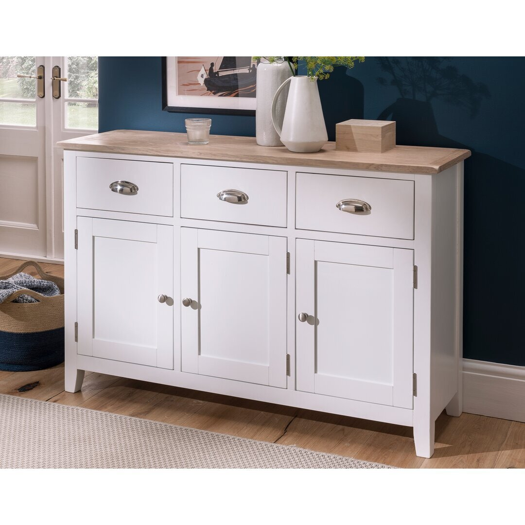 Sveta 130 Cm Wide 3 Drawer Oak Solid Wood Sideboard