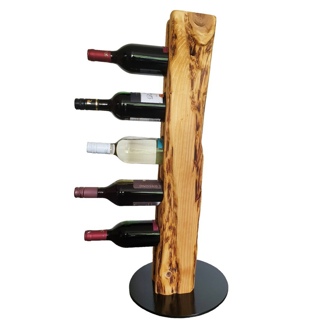 Belfry Kitchen - Rustic wine stand, wine rack, wine holder Made of solid wood Made by hand For 5 bottles of wine Height 78 Cm, Diameter 30 Cm Drift