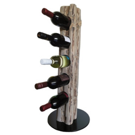 Belfry Kitchen - Rustic wine stand, wine rack, wine holder Made of solid wood Made by hand For 5 bottles of wine Height 78 Cm, Diameter 30 Cm Drift