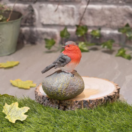 Castillo Robin Perched on Stone Garden Ornament