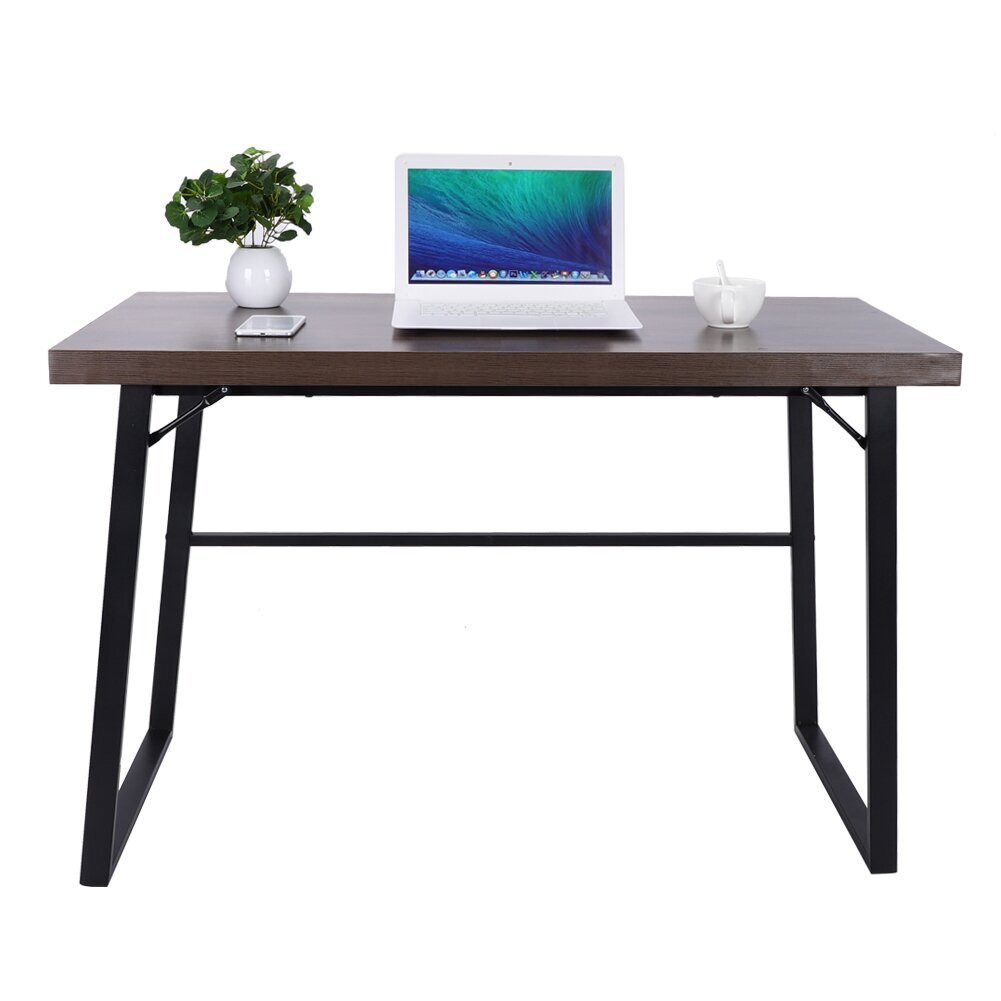 Industrial Office Computer Desk, Rustic Wood And Metal Laptop Table Writing Workstation For Home Office