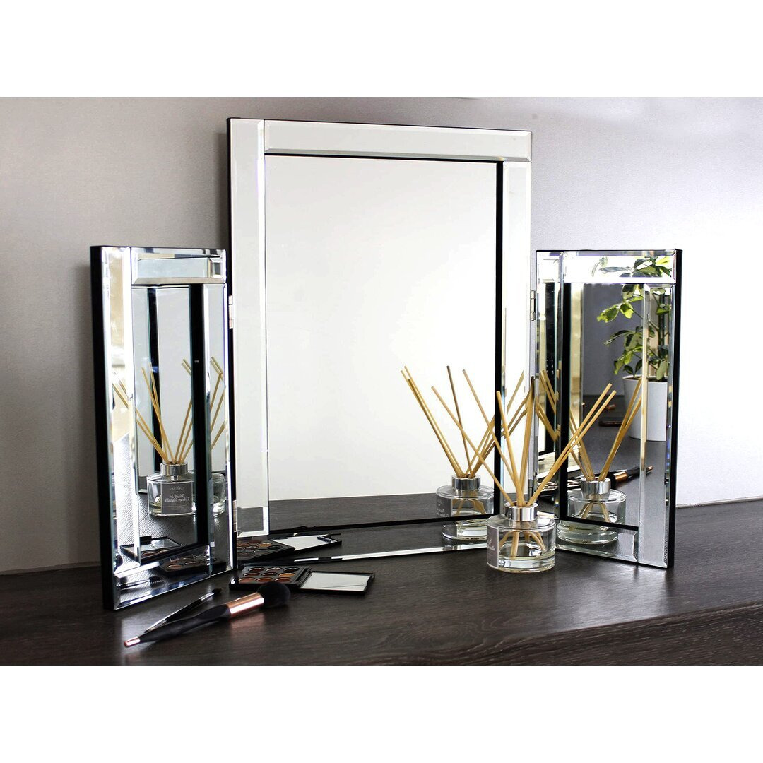 Blithe Glass Framed Mounts to Dresser Bathroom Mirror in Sliver