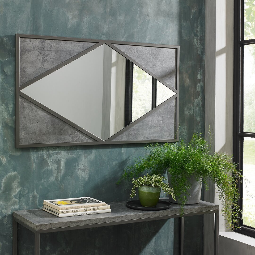 Strahan Metal Framed Wall Mounted Mirror in Gray