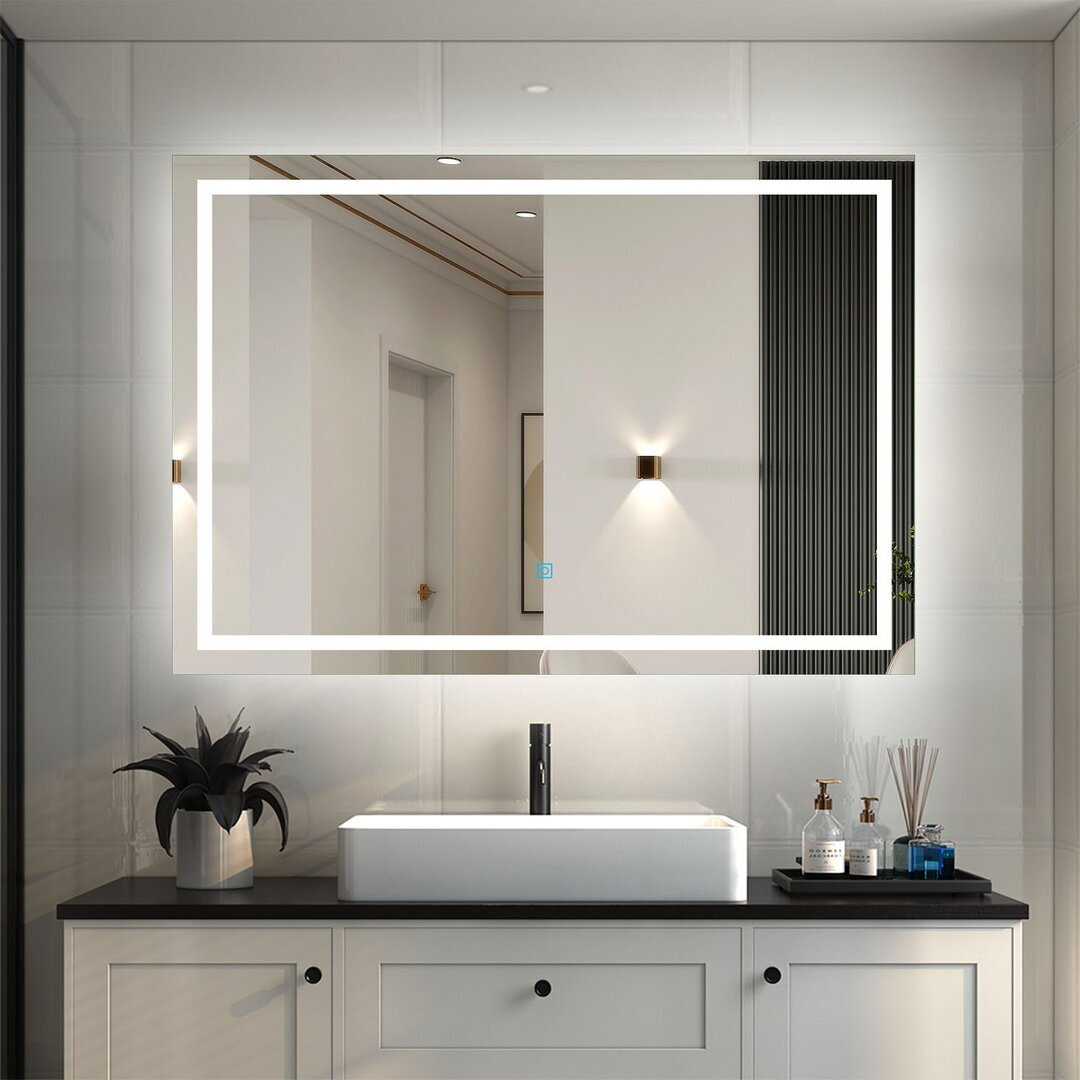 Markovich Lighted Framed Wall Mounted Bathroom Mirror in Clear