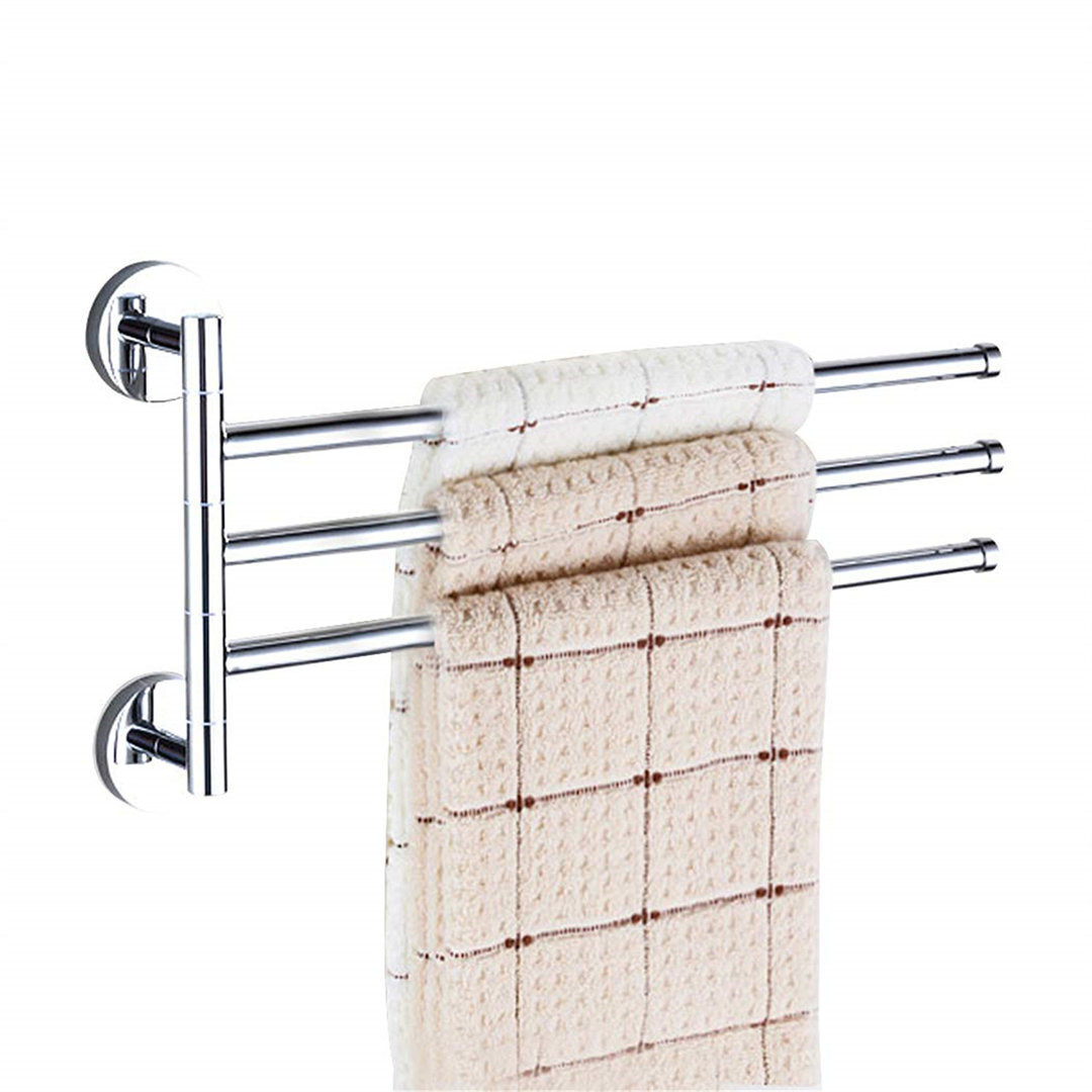 Swivel Towel Rail Chrome Stainless Steel Bath Rack Wall Mounted Towel Rack Holder With 3 Swivel Bars, Swing Towel Holder For Kitchen, Bathroom, Toilet