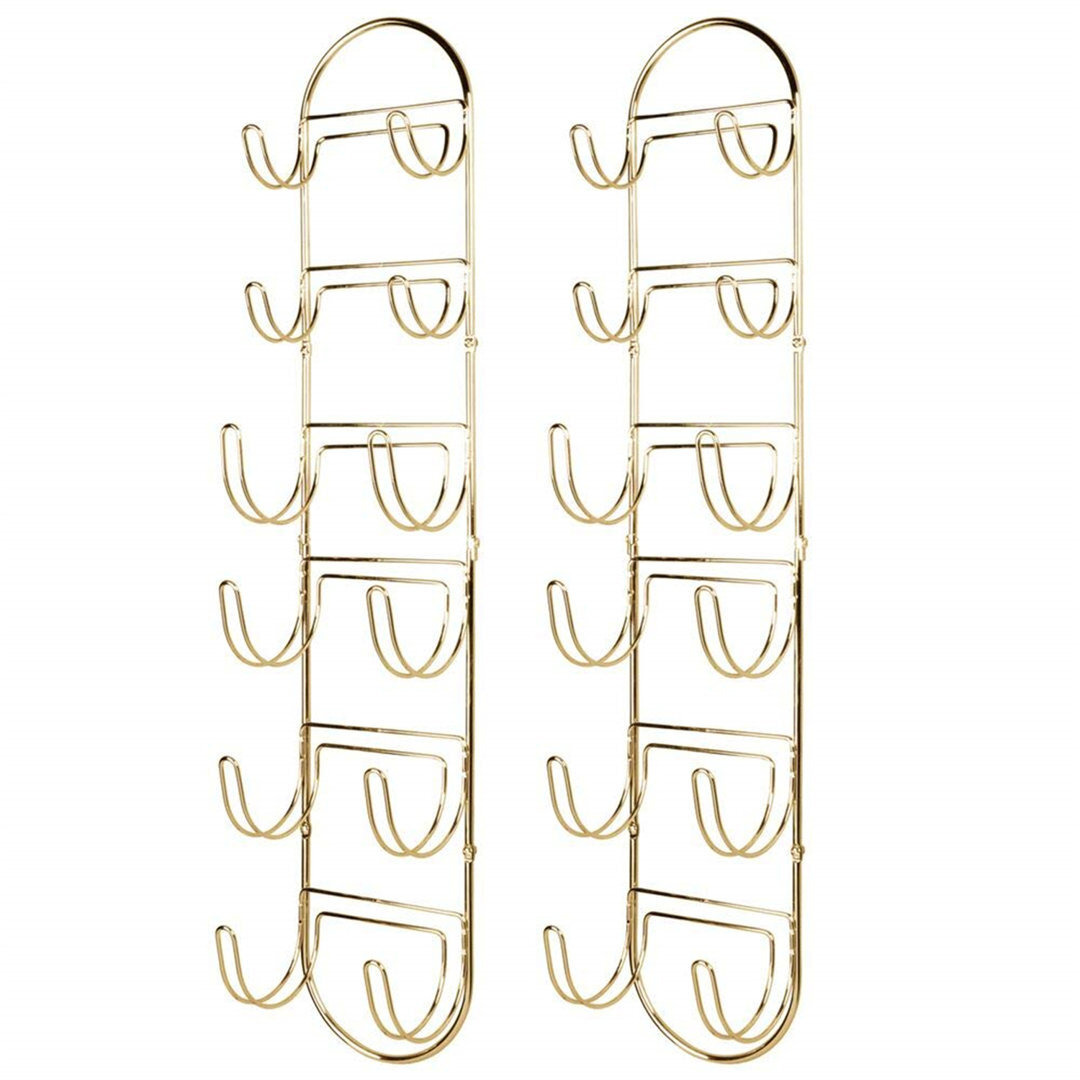 Wall Mount Metal Wire Towel Storage Shelf Organizer Rack Holder With 6 Compartments, Shelves For Bathroom Towels - 2 Pack - Soft Brass
