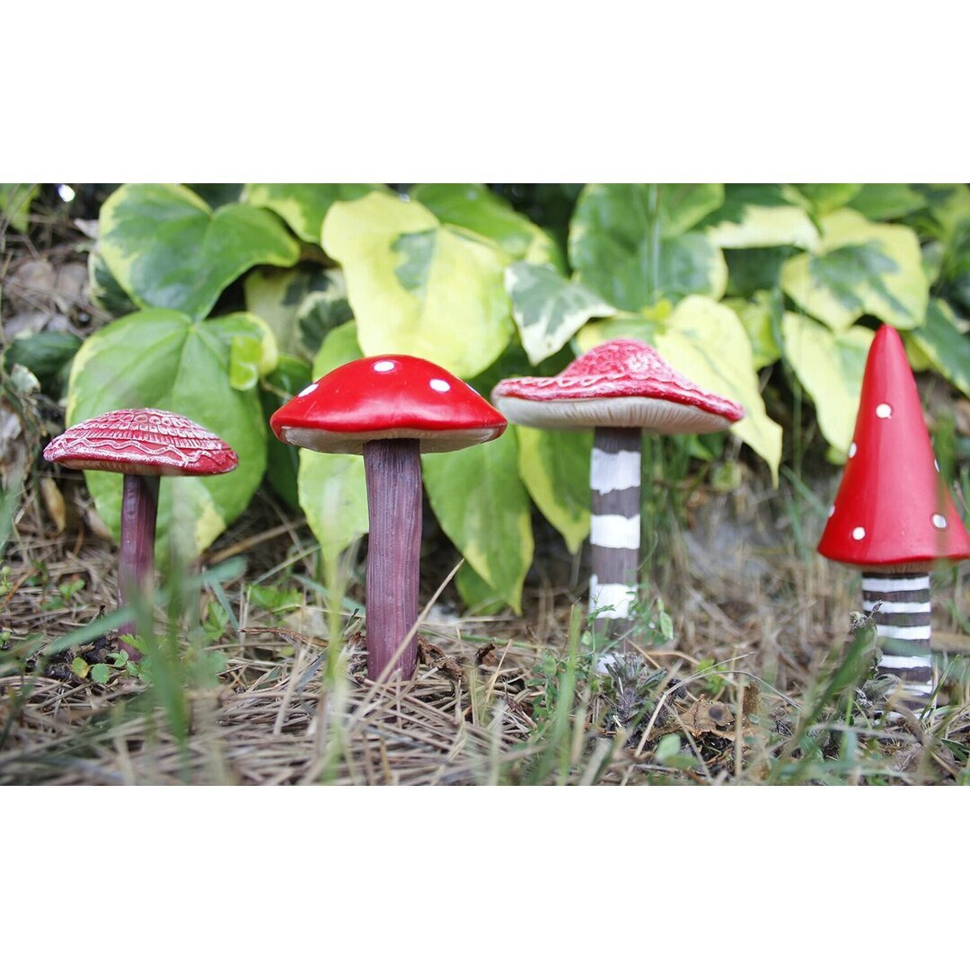 4 Piece Coplay Miniature Garden Mushroom Resin Set