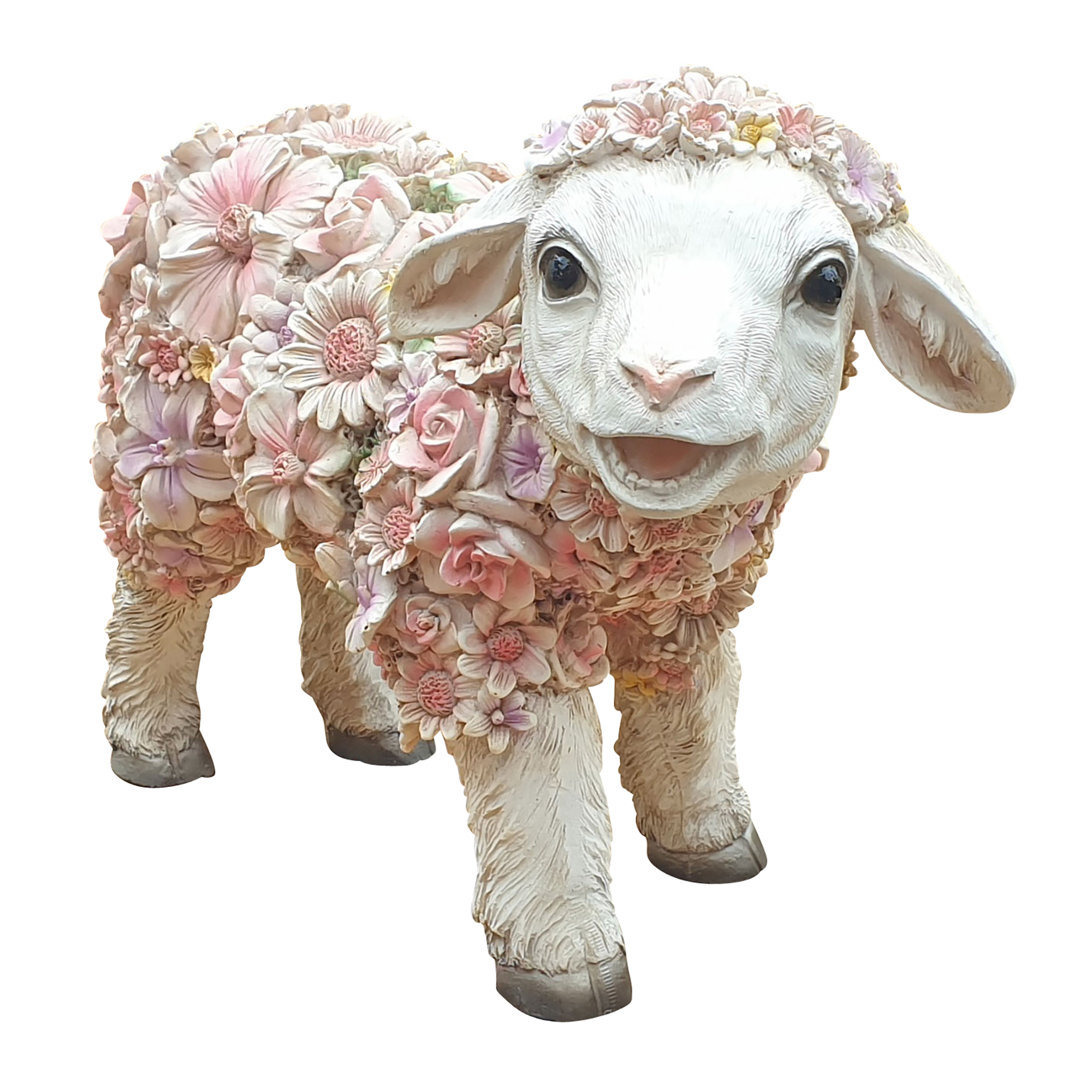Woodford Decoration Figure Sheep Standing with Flowers