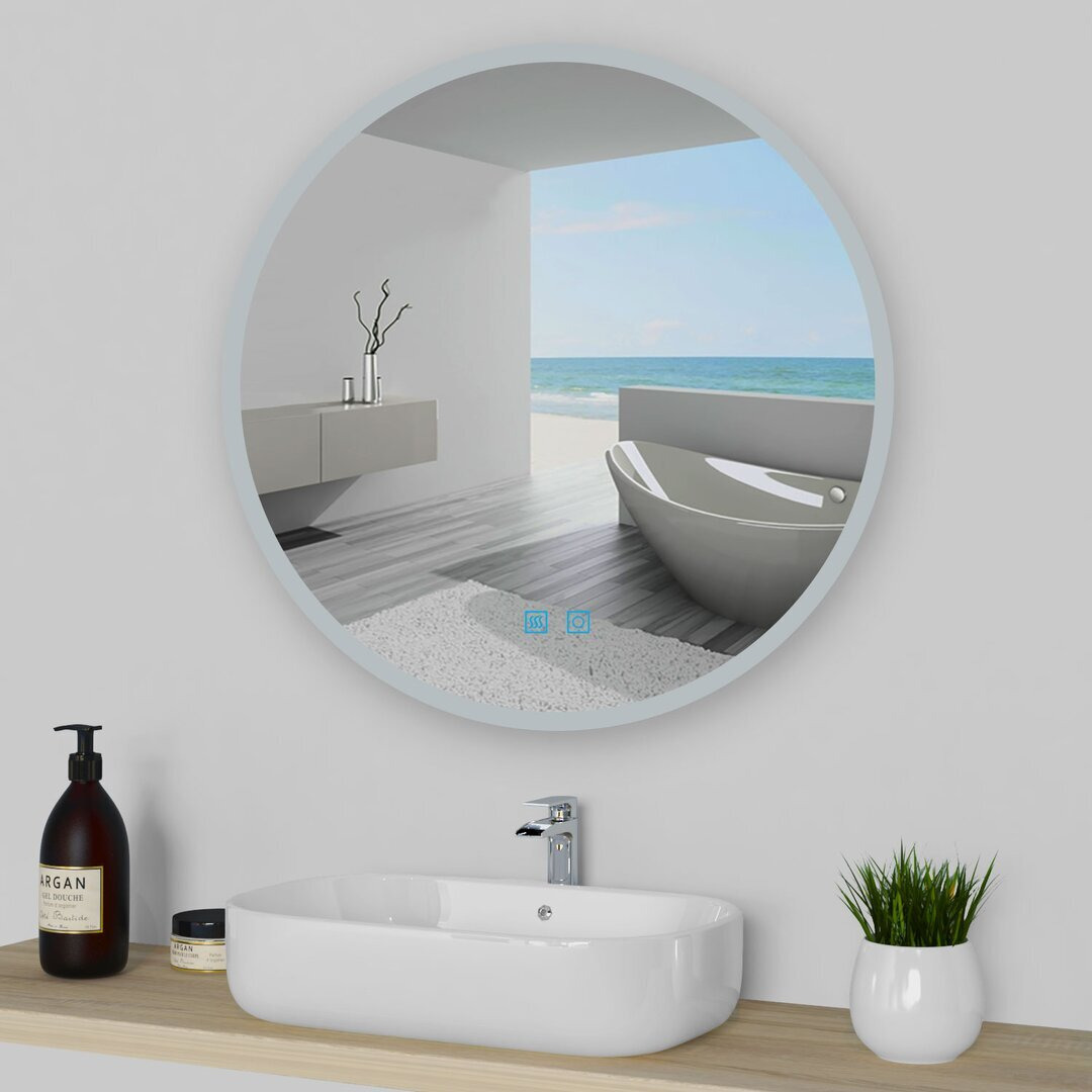 Nelms Round Lighted Framed Wall Mounted Bathroom/Vanity Mirror
