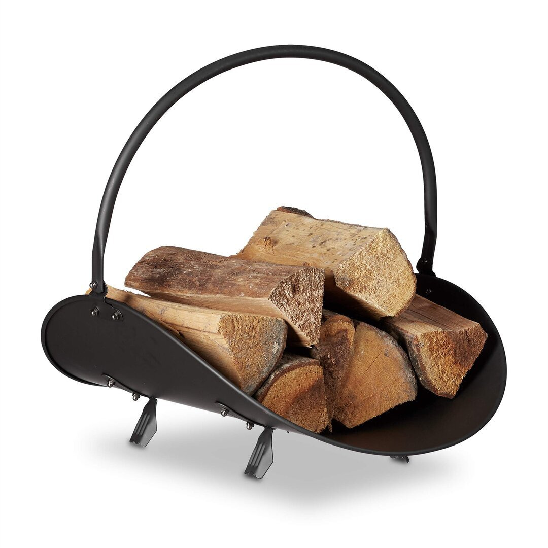 Firewood Basket, Large Fireplace Wood Cradle, Metal Log Holder, H X W X D 40 X 38 X 48 Cm, Black