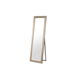 Wood Framed Freestanding Cheval Mirror in Silver
