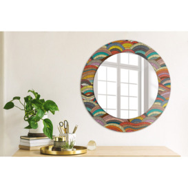 Huldar Round Glass Framed Wall Mounted Accent Mirror in Multicolour