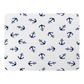 Rinehart Navy Anchors on White Designer Blanket