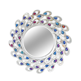 Daryanani Sunburst Glass Framed Wall Mounted Accent Mirror in Blue