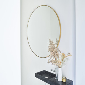 Vachel Round Metal Framed Wall Mounted Accent Mirror in Bronze