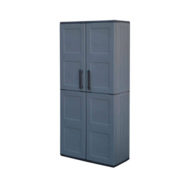 Multipurpose Wardrobe For Outdoor Or Indoor Use, Cabinet With 2 Doors And 3 Adjustable Shelves In Polypropylene, 100% Made In Italy, 68X37h163 Cm, Gra