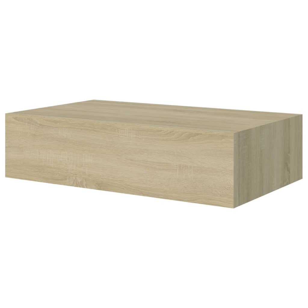 August Grove Wall-Mounted Drawer Shelf Concrete Grey 40X23.5X10cm MDF