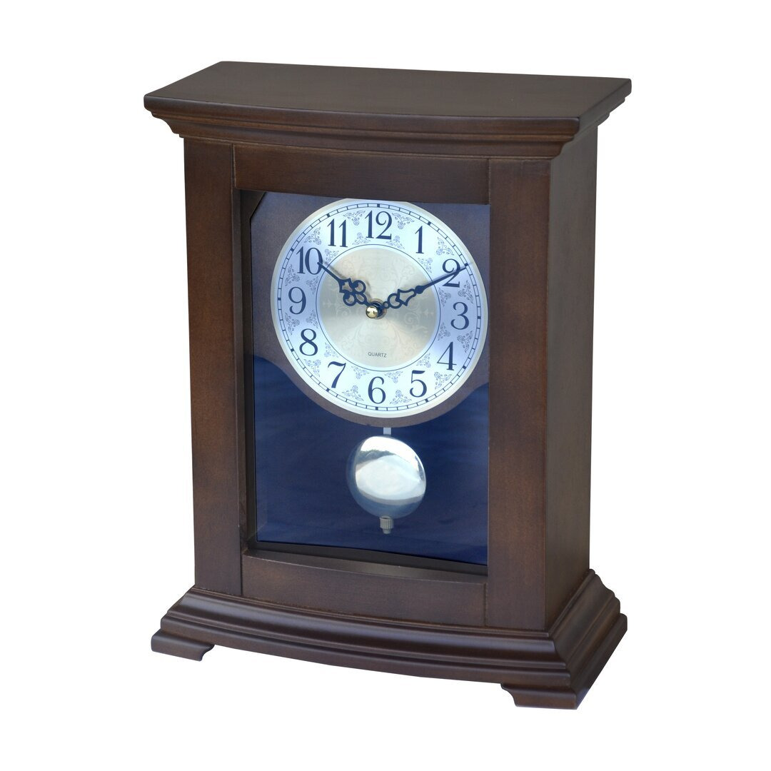 Traditional Analog Wood Quartz Tabletop Clock in Brown