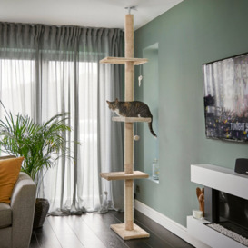 288cm Floor to Ceiling Cat Tree with Scratching Posts and Hanging Toys