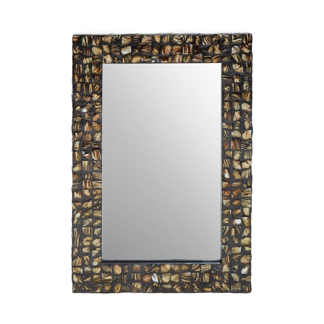 Erroll Shell Framed Wall Mounted Accent Mirror in Grey/Green/Brown