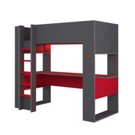 Vicky European Single (90 x 200cm) High Sleeper Loft Bed Bed with Bookcase