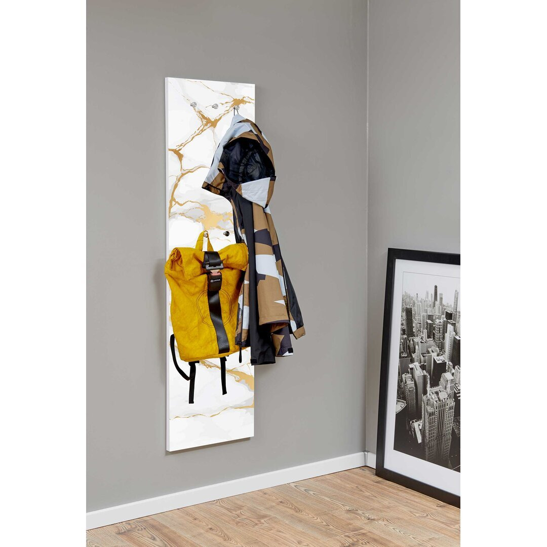 Cahra Hook Wall Mounted Coat Rack in Gold/White by Wayfair