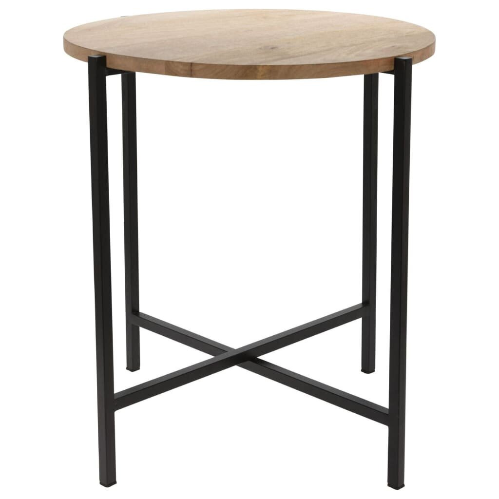 Ambiance End Table Round Wood and Metal 45cm