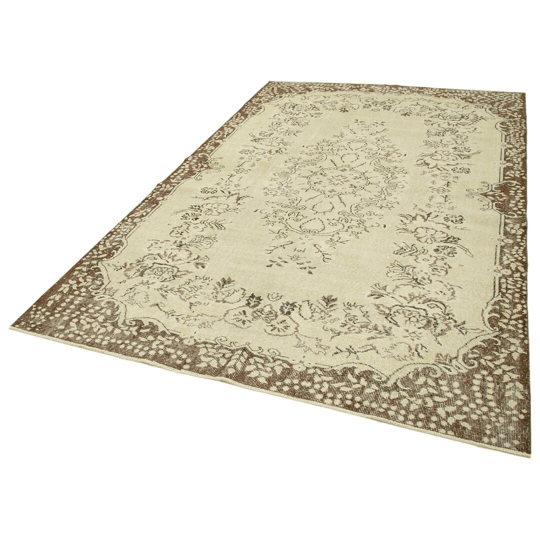 One-of-a-Kind Woodrow Hand-Knotted 1980s 188cm x 301cm Wool Rug in Beige