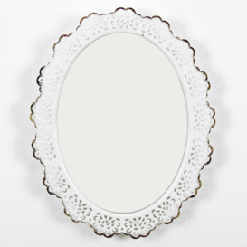 Rocha Oval Metal Framed Wall Mounted Accent Mirror in White