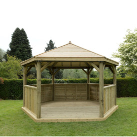 4.9m x 4.3m Wooden  Gazebo with Timber Roof