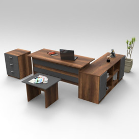 Burack 4 Piece Rectangular Writing Desk Office Set with Chair