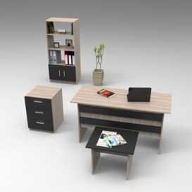 Burçak 4 Piece Rectangular Writing Desk Office Set with Chair