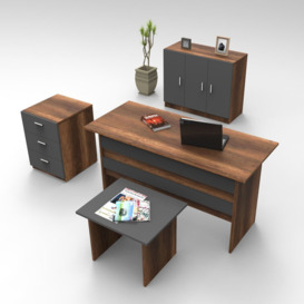 Burbon 4 Piece Rectangular Writing Desk Office Set
