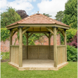 4 x 3.5m Wooden  Gazebo with Cedar Roof with Installation Service