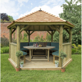 Furnished 4.3m x 3.7m Wooden  Gazebo with Cedar Roof with Installation Service
