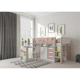 Becky European Single (90 x 200cm) Mid Sleeper Loft Bed Bed with Bookcase
