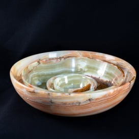Armie 2 Piece Marble Decorative Bowl Set in Onyx/Green