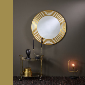Riebe Round Metal Framed Wall Mounted Accent Mirror in Gold