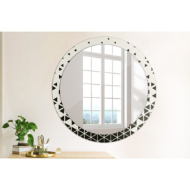 Huldar Round Glass Framed Wall Mounted Accent Mirror in White/Black
