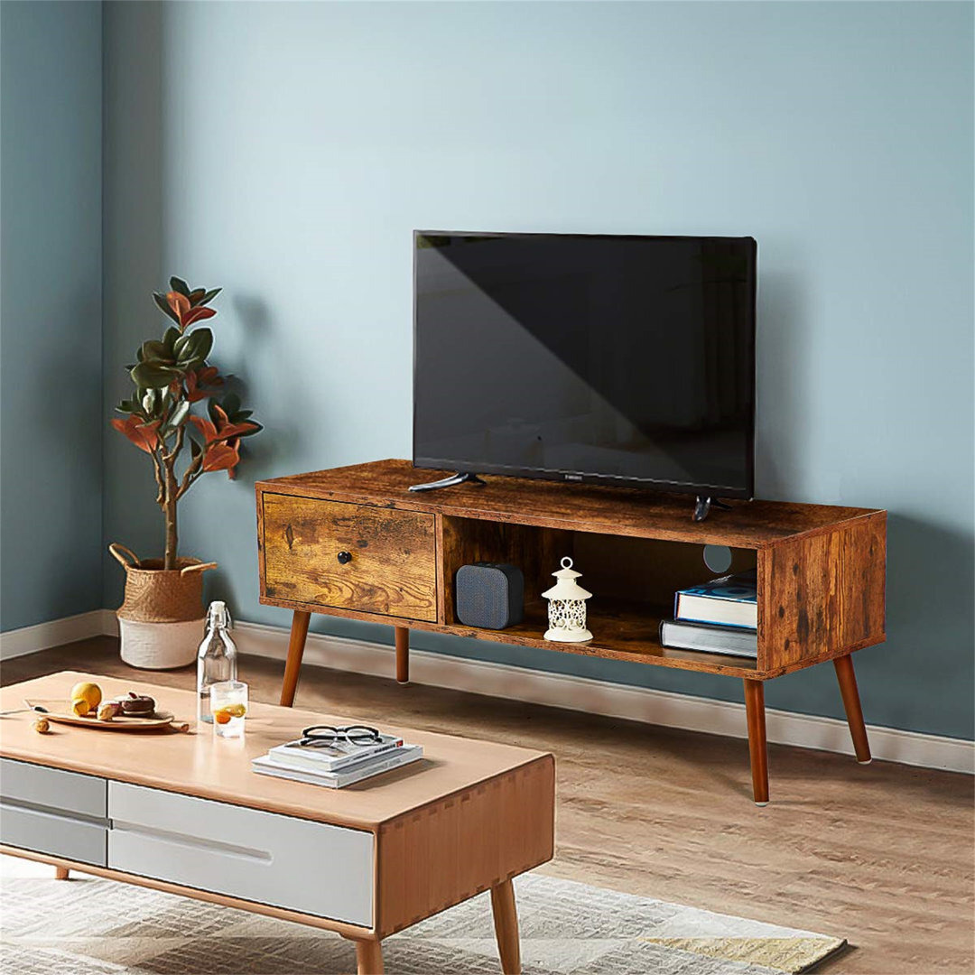 110Cm TV Stand Cabinet Industrial TV Unit Console Cabinet With Shelf, Entertainment Center Coffee Table For Flat Screen TV In Living Room, Bedroom, Of