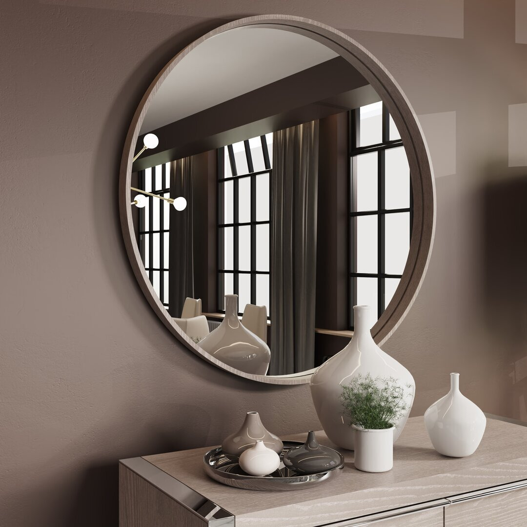 Finas Round Wood Wall Mounted Dresser in Brown